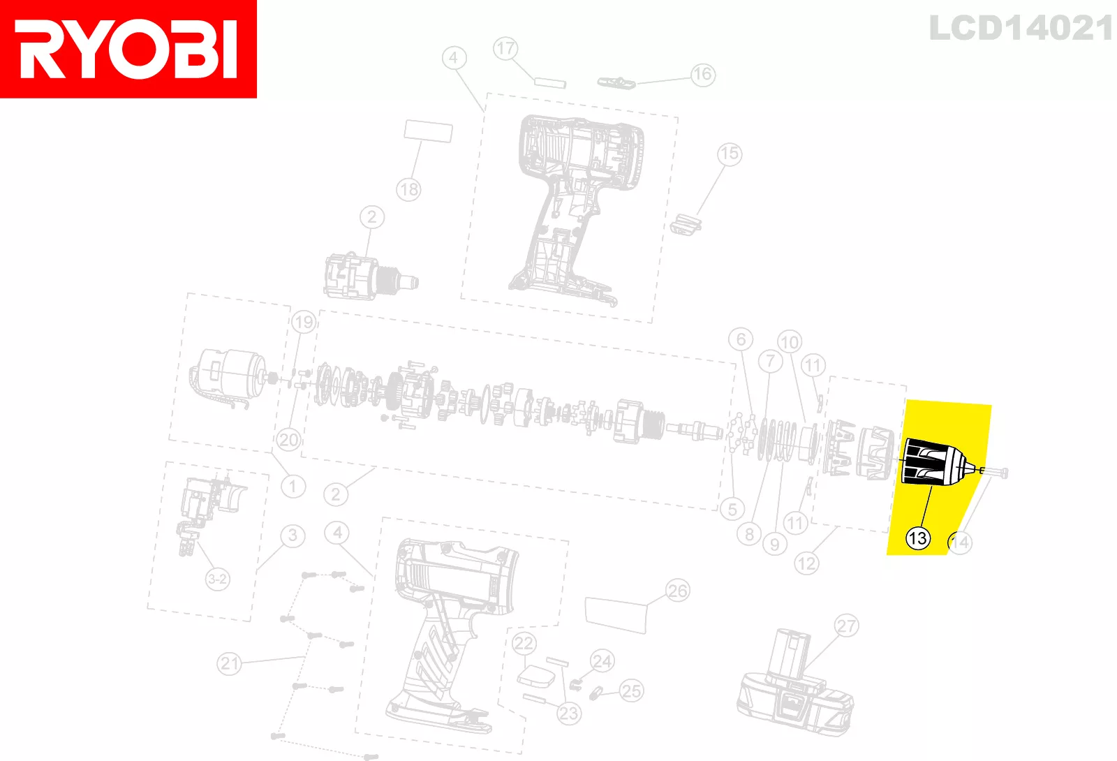 Mandrin réf. 5131012333 Ryobi